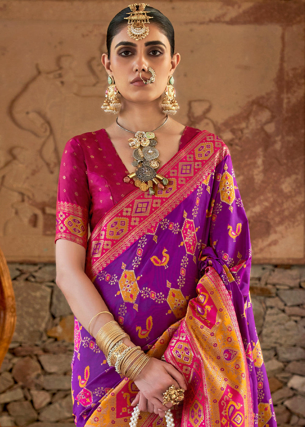 Buy MySilkLove Disco Purple Woven Banarasi Saree Online