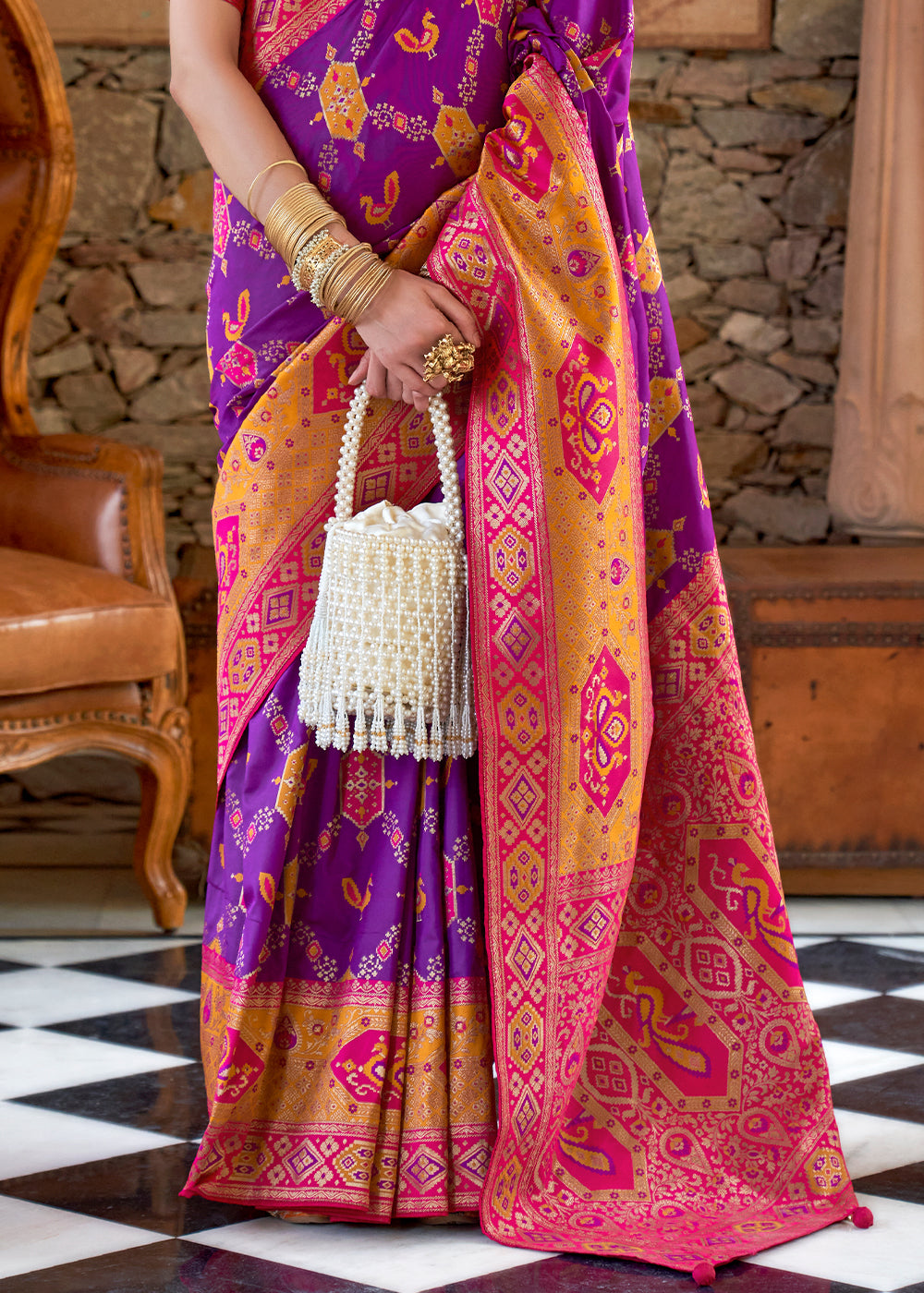 Buy MySilkLove Disco Purple Woven Banarasi Saree Online