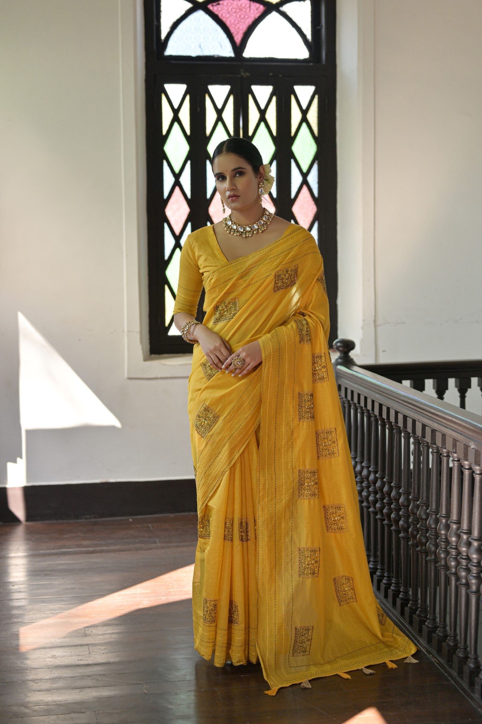 Buy MySilkLove Canary Yellow Linen Soft Silk Saree Online