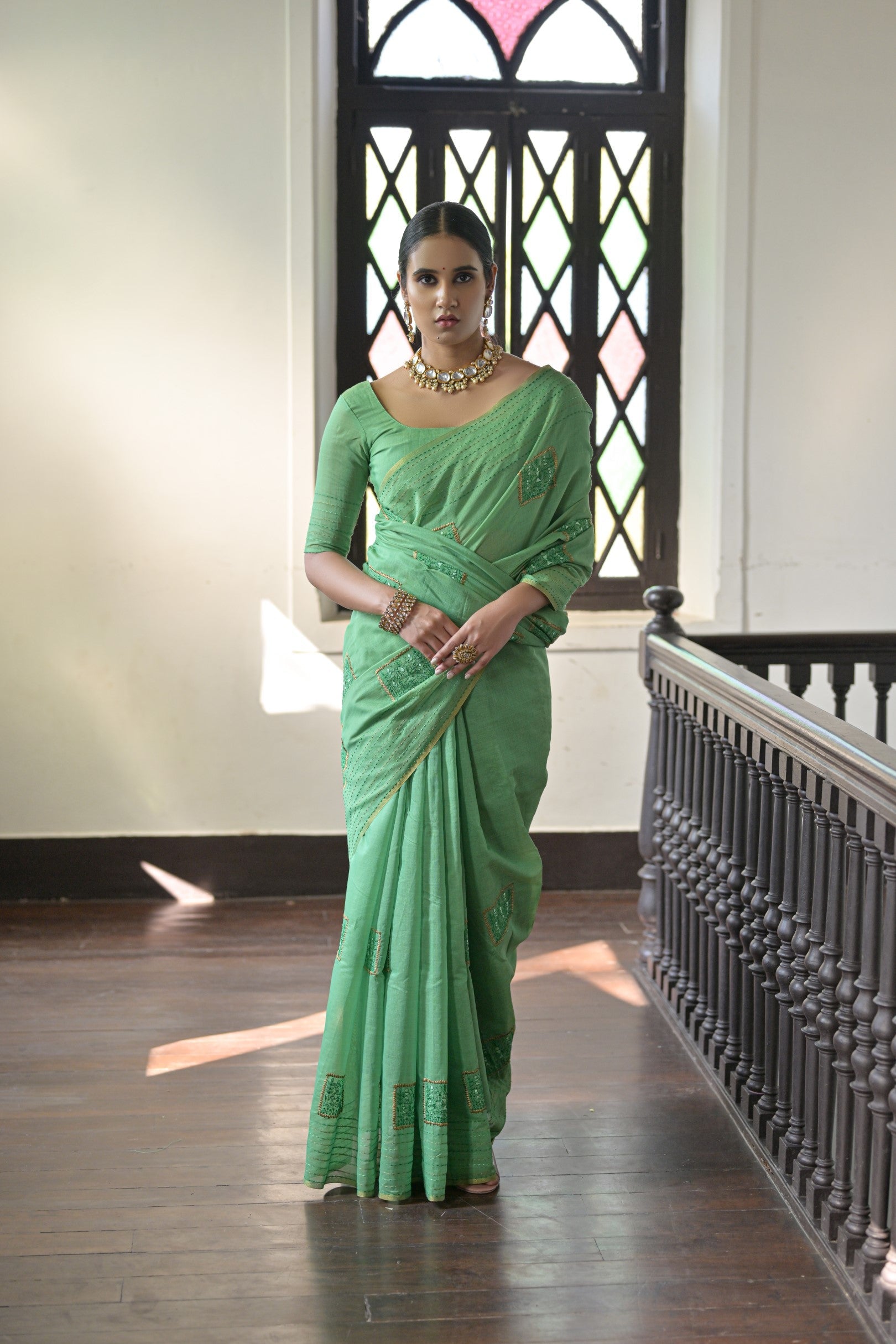 Buy MySilkLove Pista Green Linen Soft Silk Saree Online