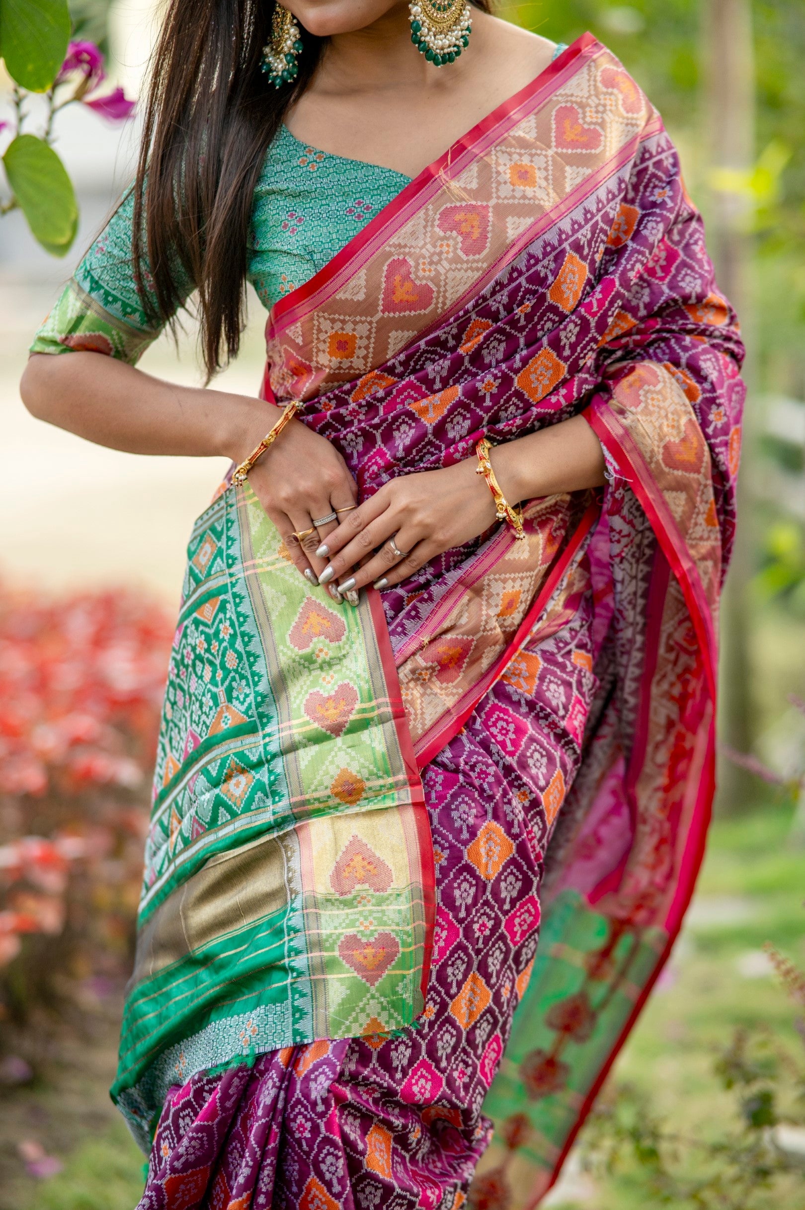 Buy MySilkLove Cosmic Purple Banarasi Silk Patola Saree Online