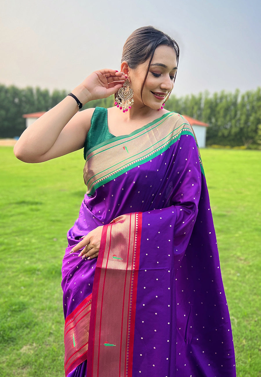 Buy MySilkLove Iris Purple Woven Paithani Saree Online