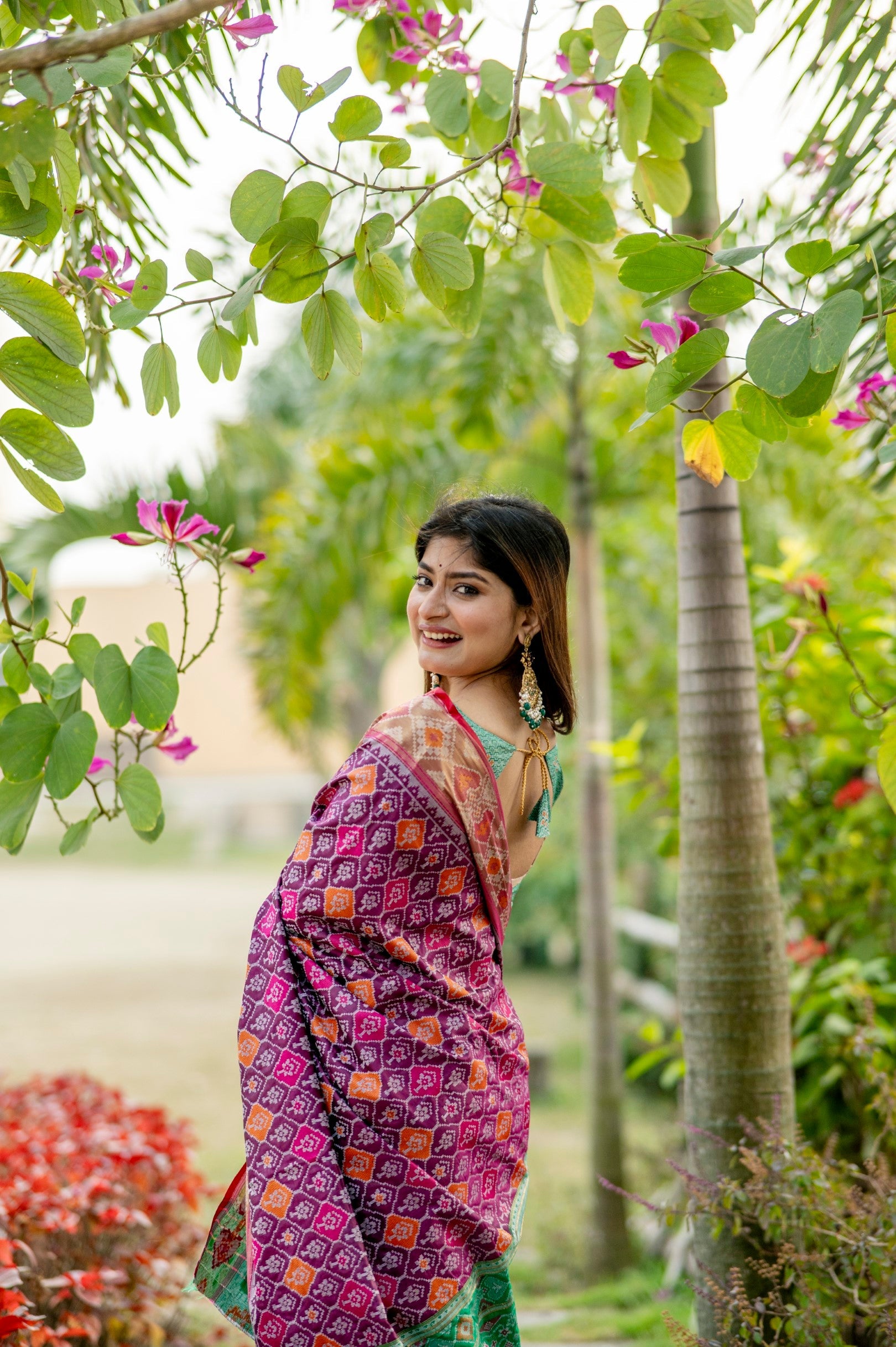 Buy MySilkLove Cosmic Purple Banarasi Silk Patola Saree Online