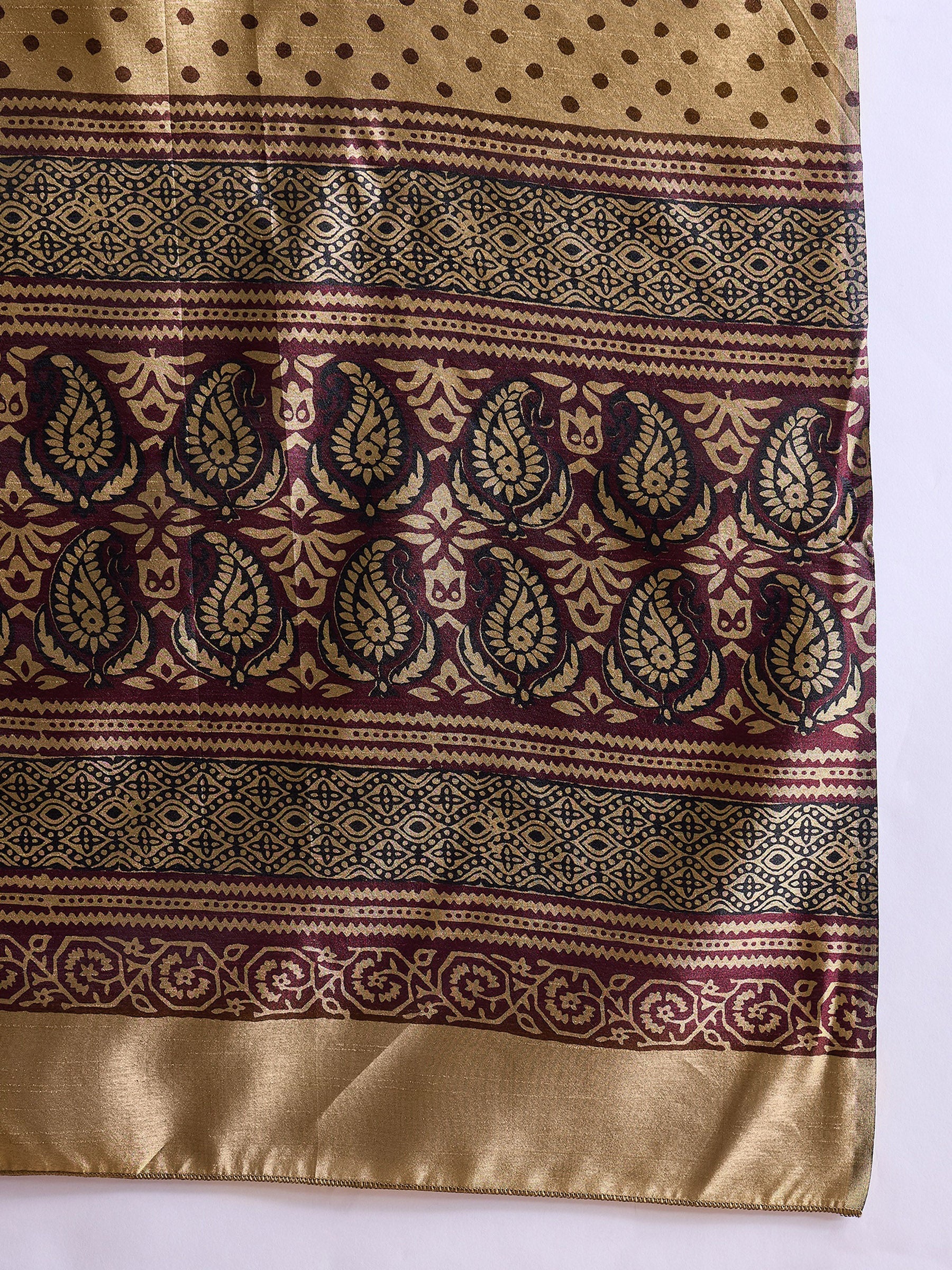 Buy MySilkLove Muesli Yellow Printed Dola Silk Saree Online