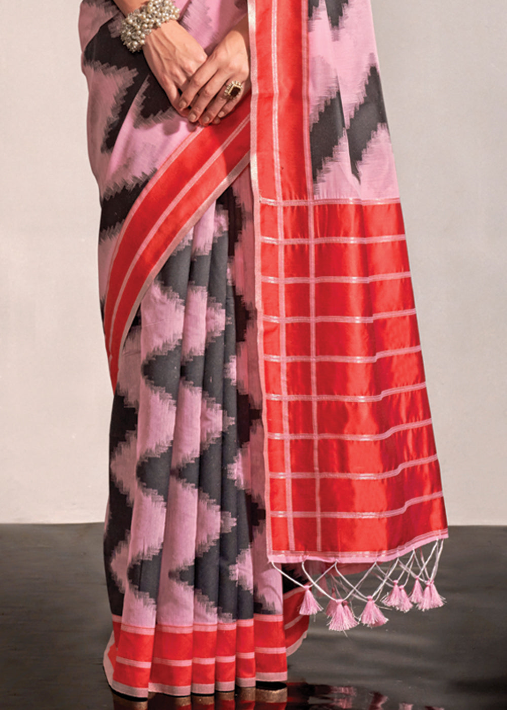 Buy MySilkLove Cupid Pink Woven Banarasi Soft Silk Saree Online