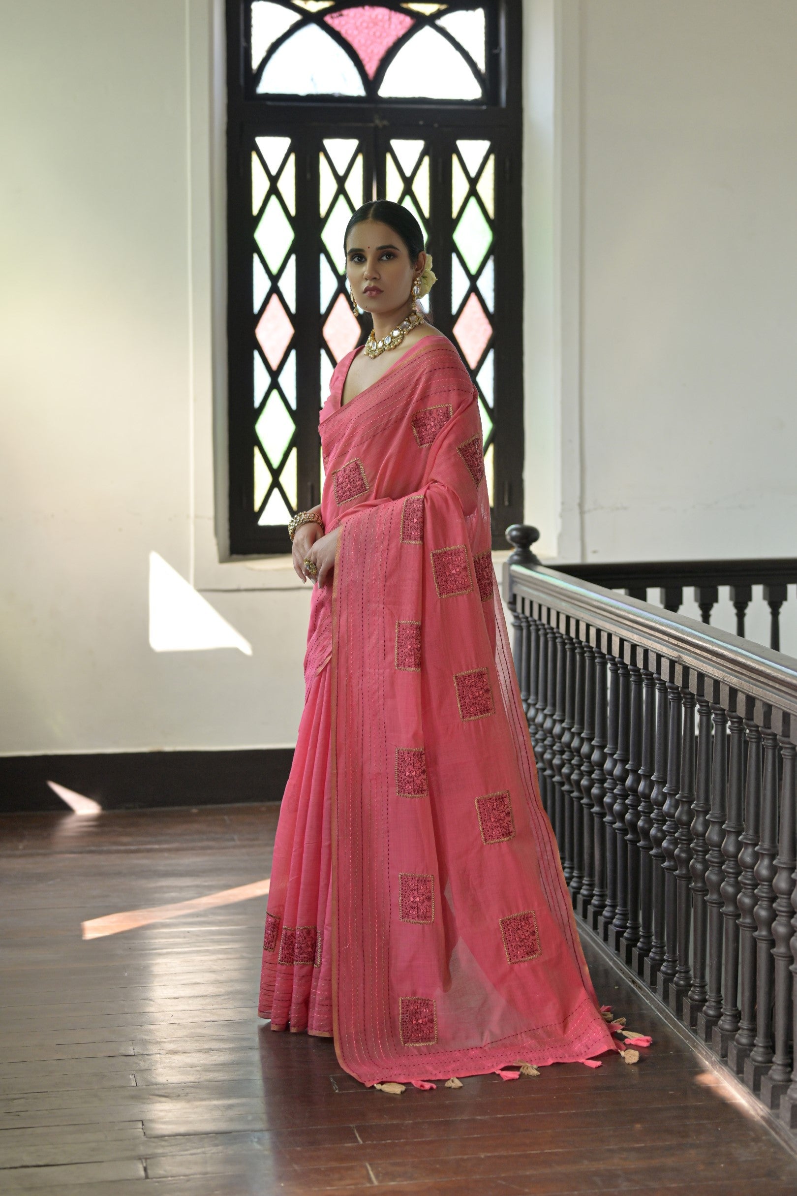 Buy MySilkLove French Rose Pink Linen Soft Silk Saree Online