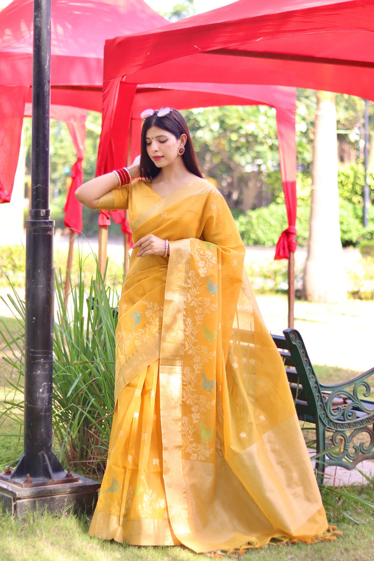 Buy MySilkLove Minion Yellow Cotton Silk Saree Online