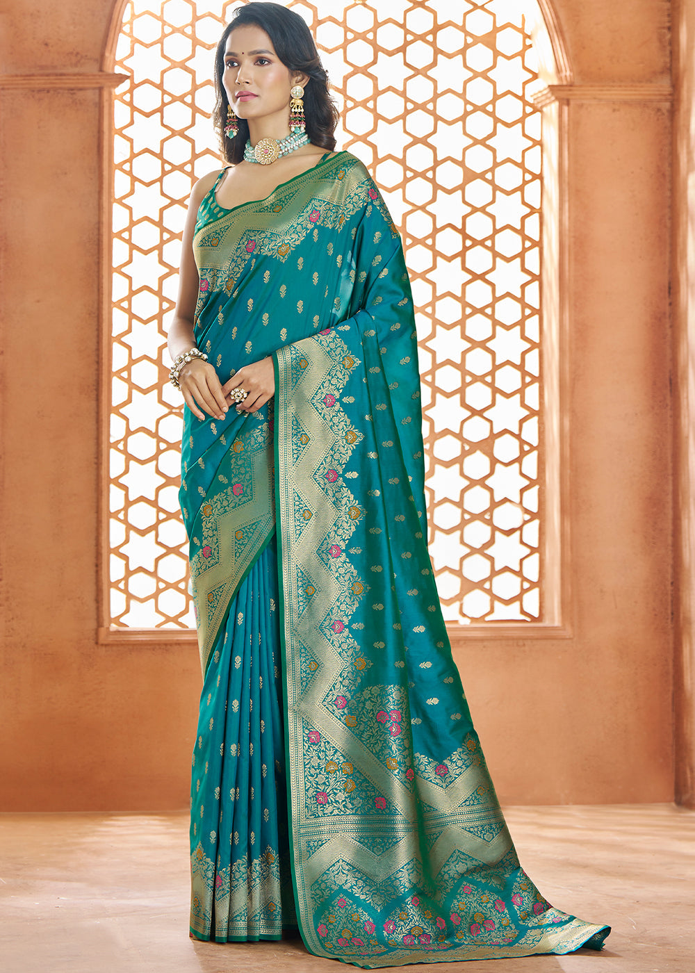 Buy MySilkLove Sapphire Blue Woven Banarasi Saree Online