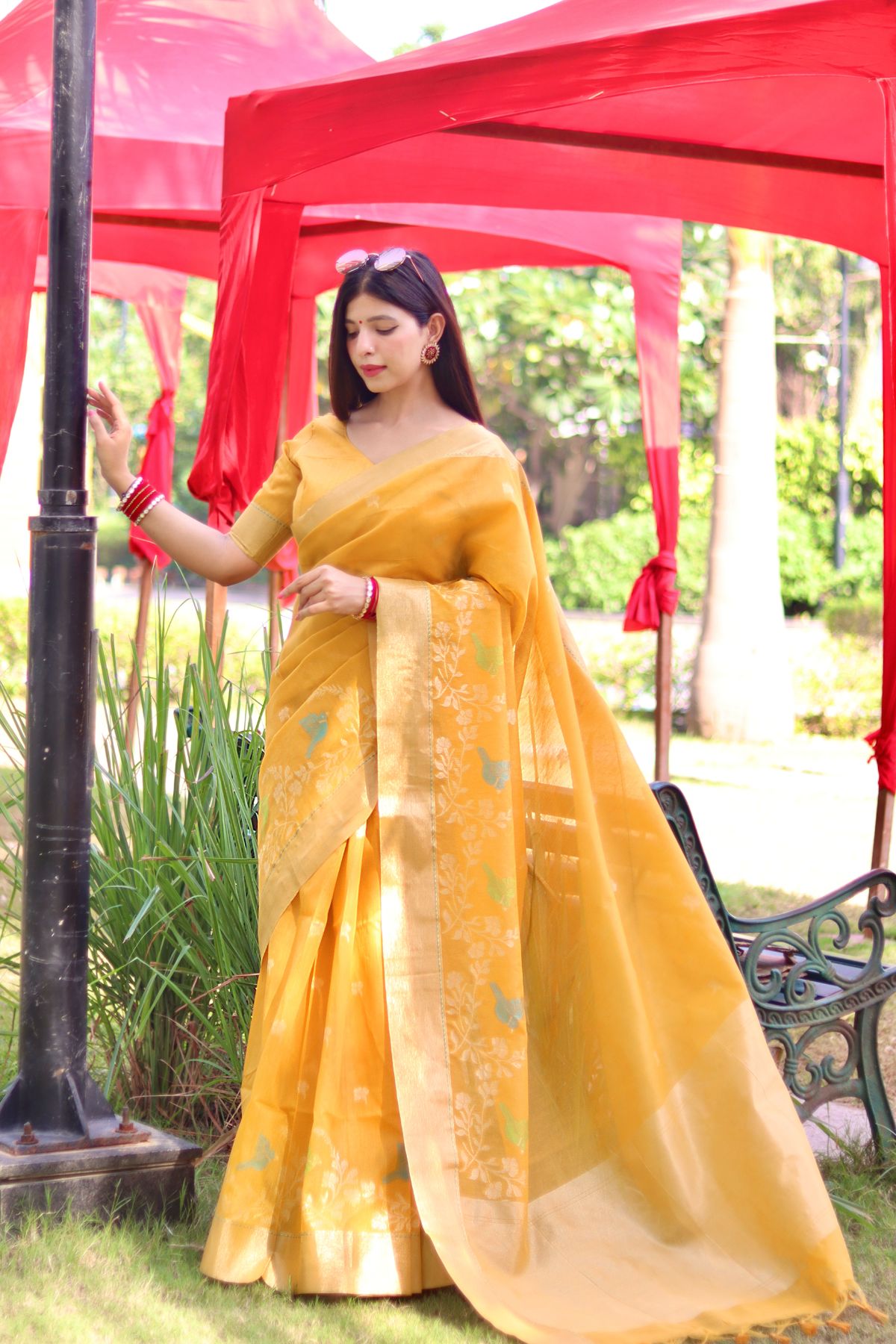 Buy MySilkLove Minion Yellow Cotton Silk Saree Online