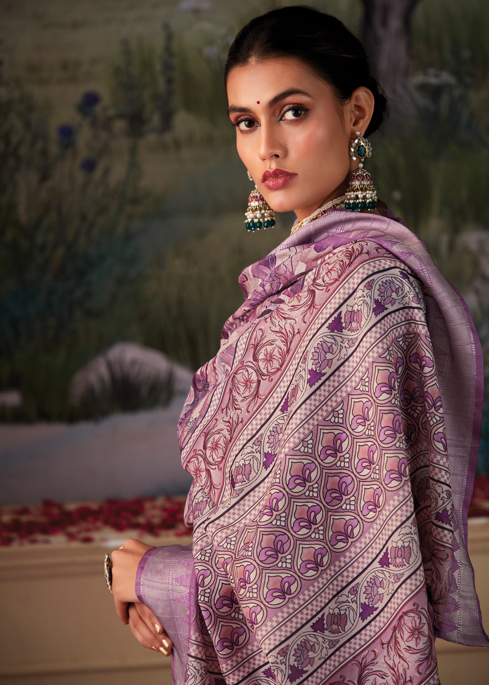 Buy MySilkLove Rose Dust Purple Woven Banarasi Tussar Silk Saree Online