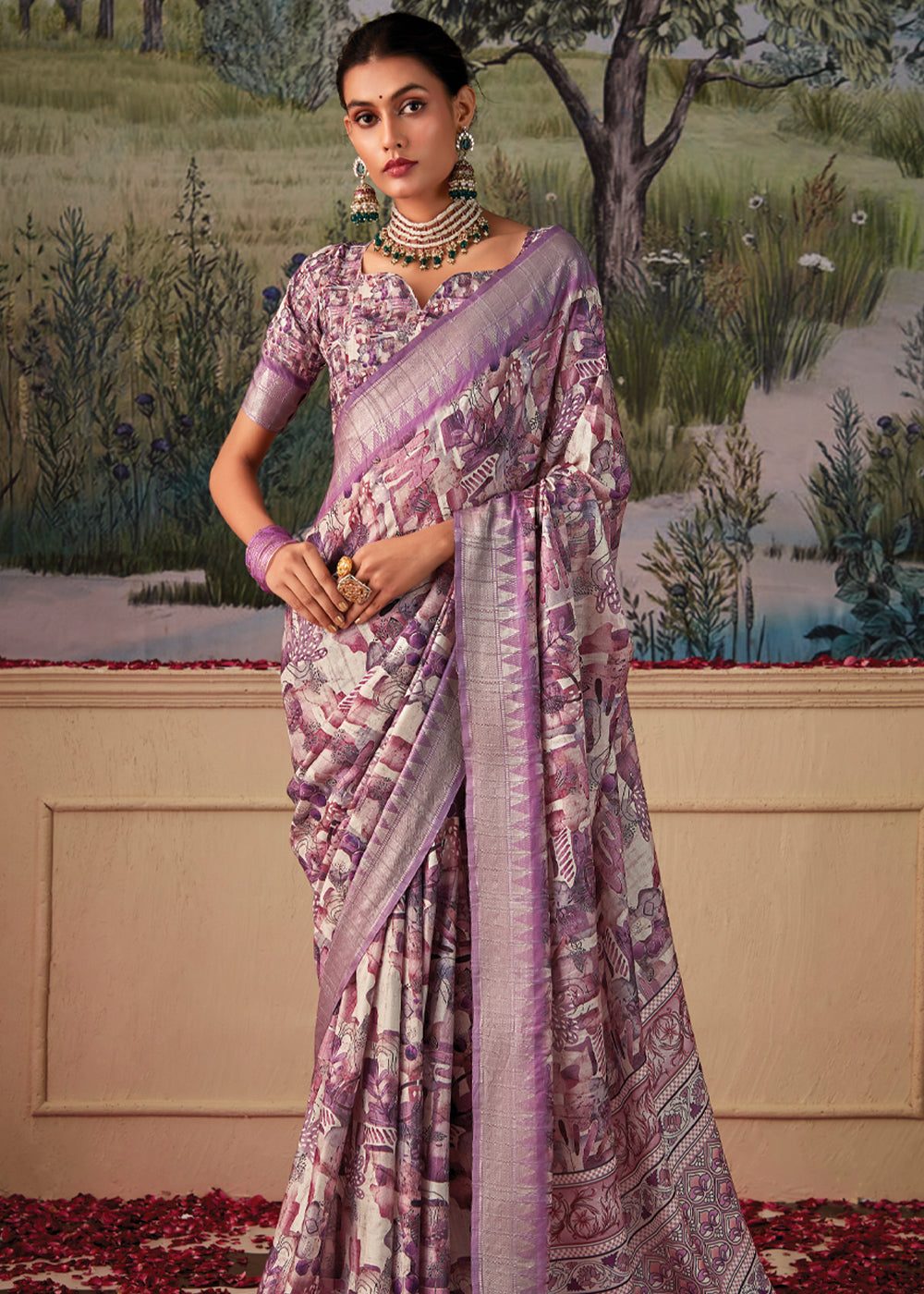 Buy MySilkLove Rose Dust Purple Woven Banarasi Tussar Silk Saree Online