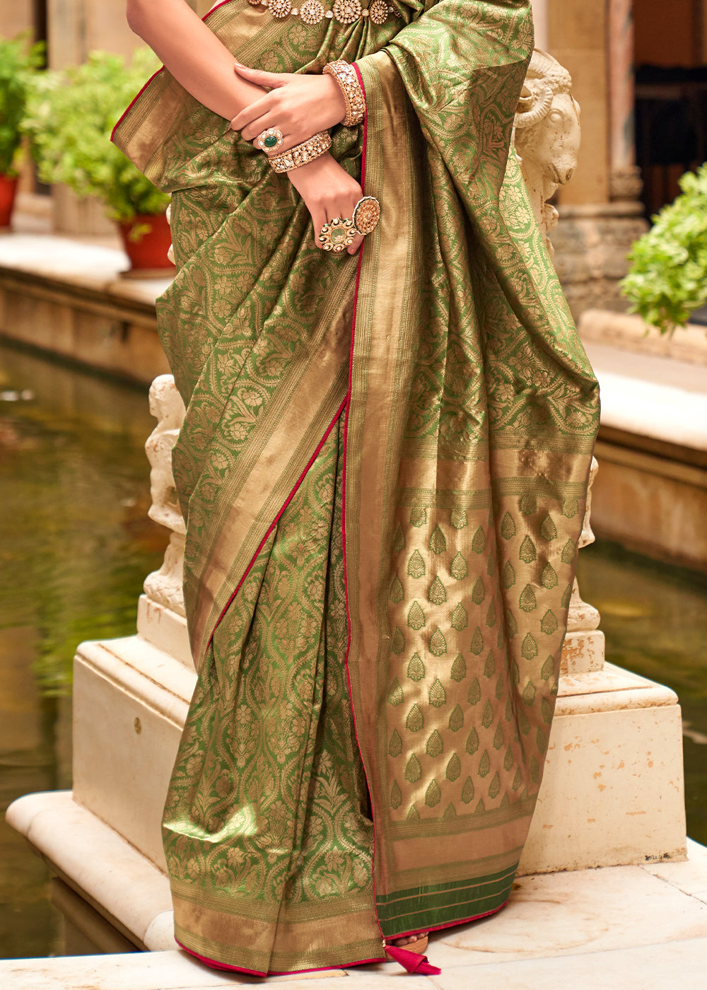 Buy MySilkLove Laser Green Zari Woven Banarasi Saree Online