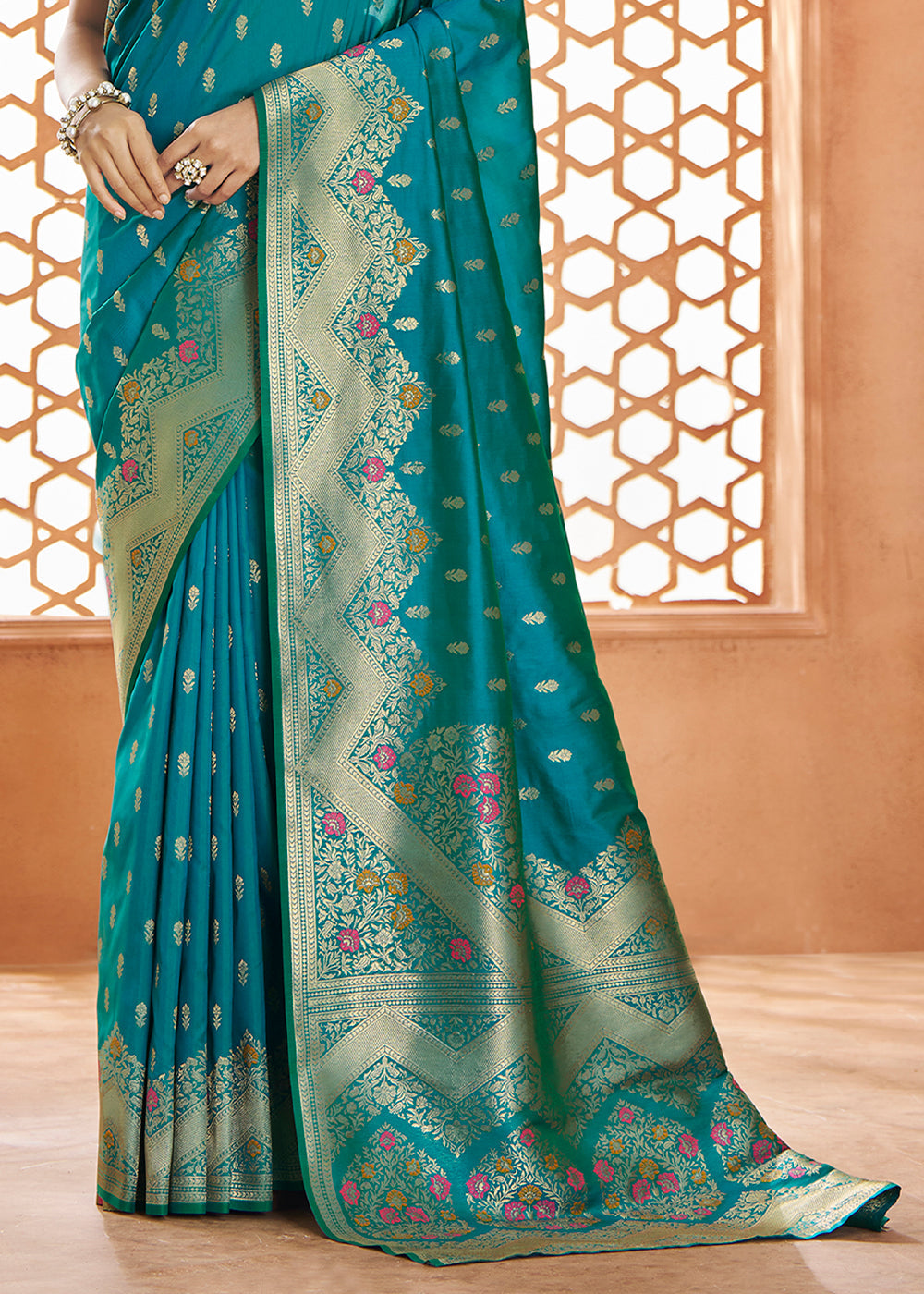 Buy MySilkLove Sapphire Blue Woven Banarasi Saree Online