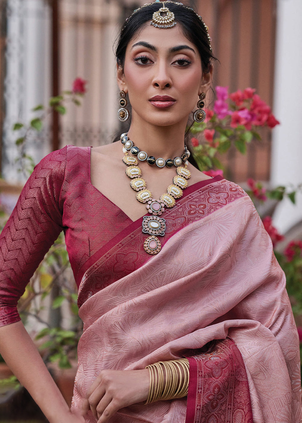 Buy MySilkLove Petite Orchid Pink Designer Satin Silk Saree Online