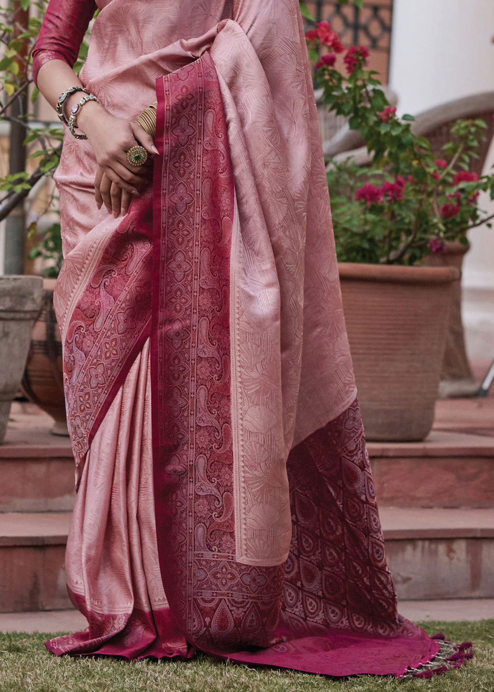 Buy MySilkLove Petite Orchid Pink Designer Satin Silk Saree Online