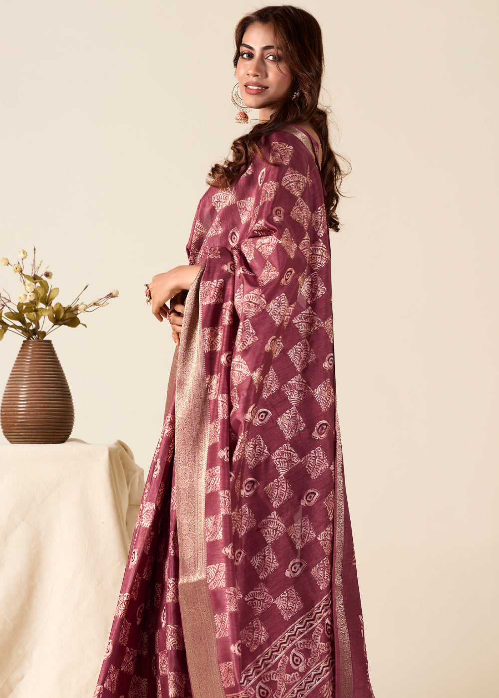 Buy MySilkLove Matrix Purple Banarasi Printed Soft Silk Saree Online