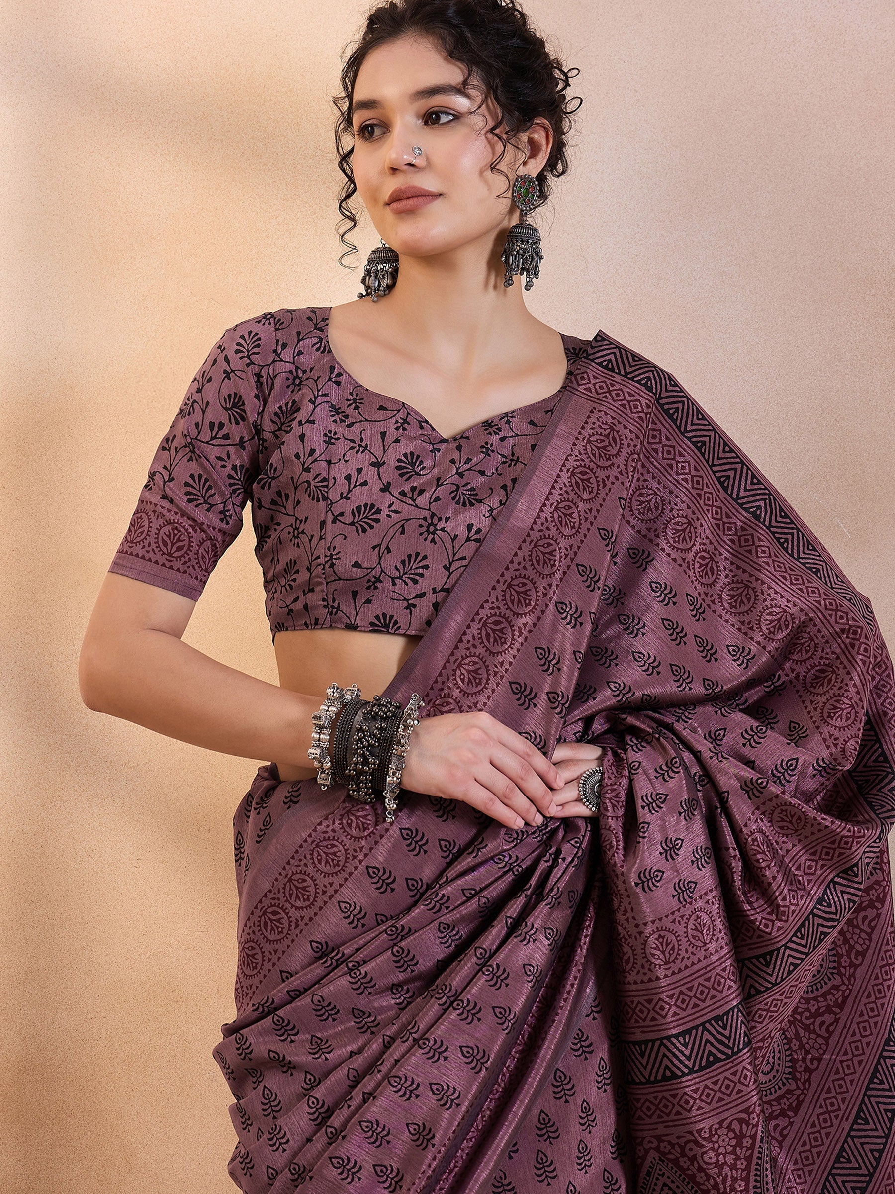 Buy MySilkLove Orchid Pearl Purple Printed Dola Silk Saree Online