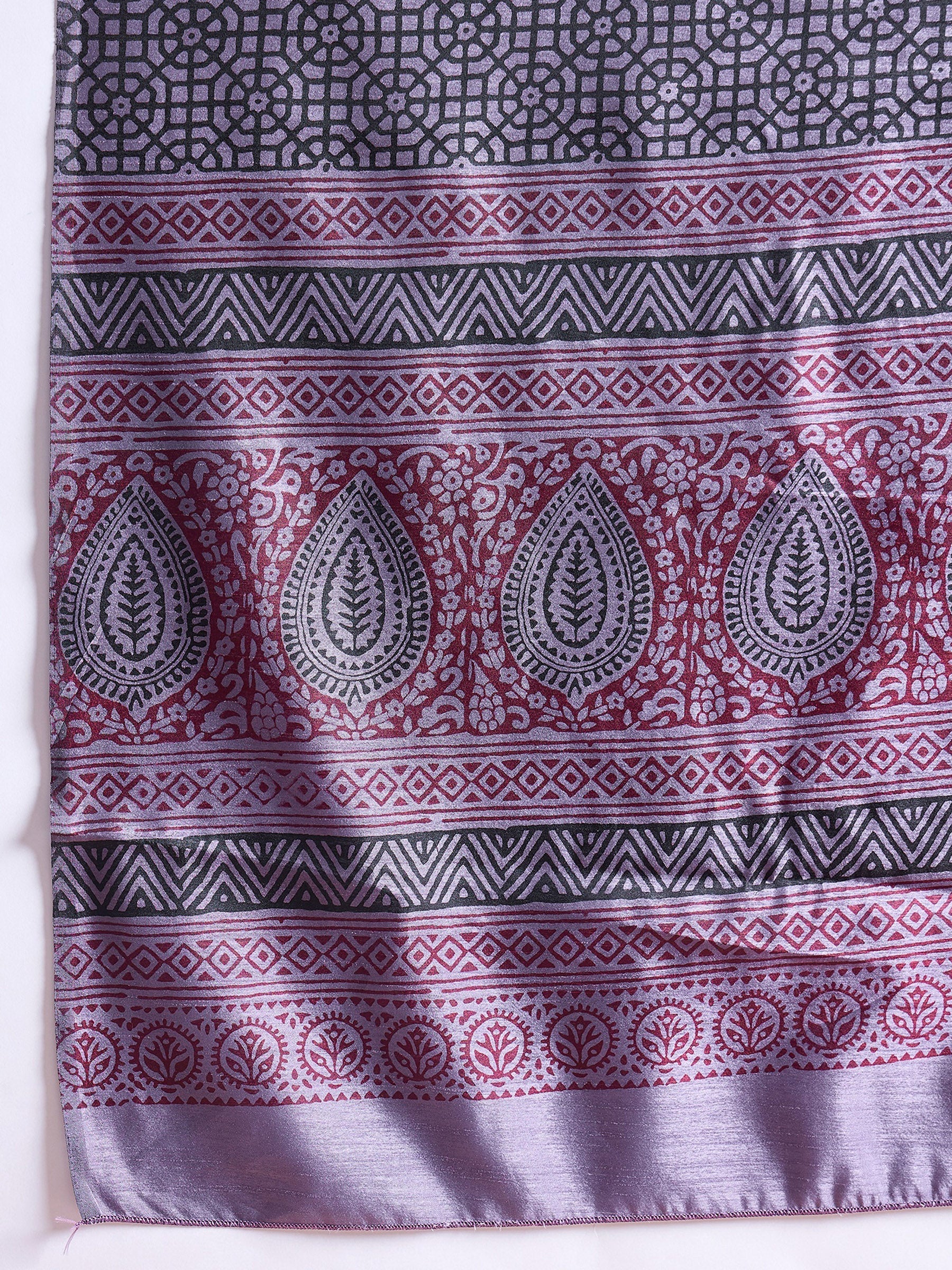 Buy MySilkLove Smoky Purple Printed Dola Silk Saree Online