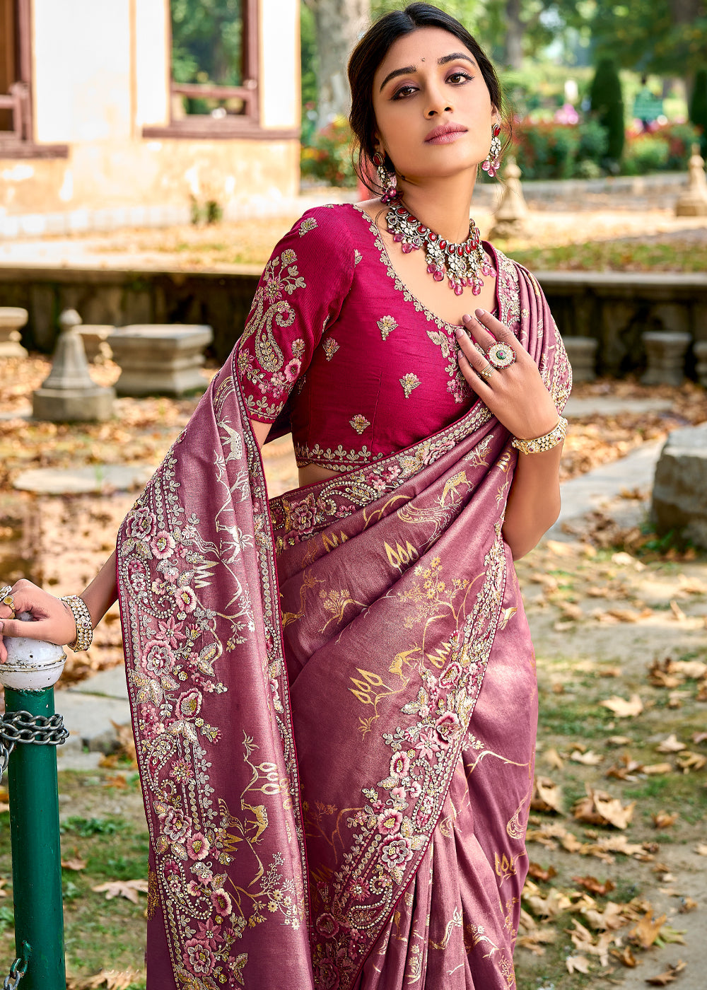 Buy MySilkLove Pirate Purple Woven Designer Banarasi Embroidered Silk Saree Online