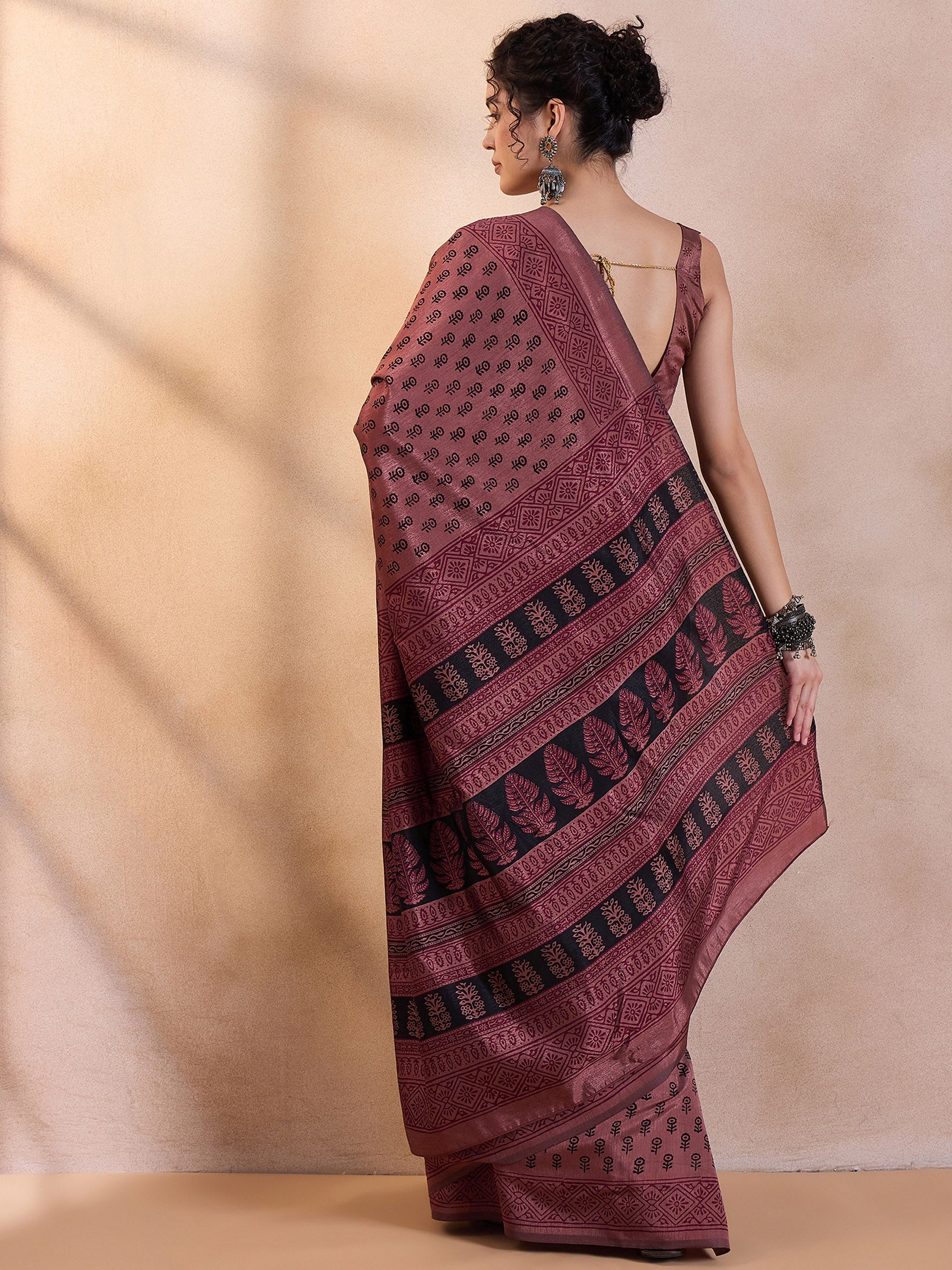 Buy MySilkLove Au Chico Brown Printed Dola Silk Saree Online