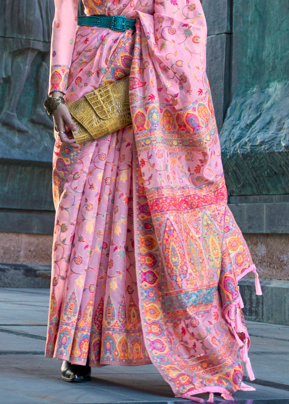 Buy MySilkLove Cupid Pink Jamawar Woven Organza Silk Saree Online