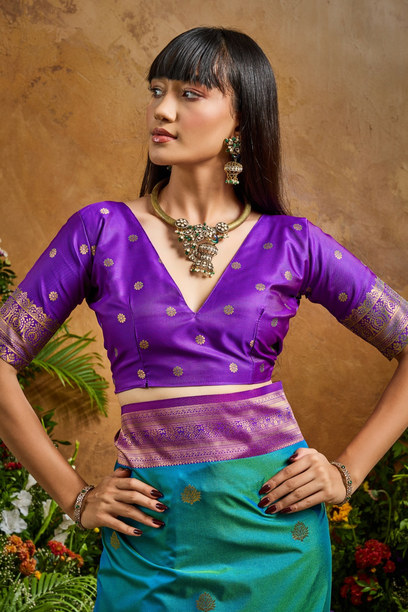 Buy MySilkLove Cerulean Blue Banarasi Handloom Pichwai Saree Online