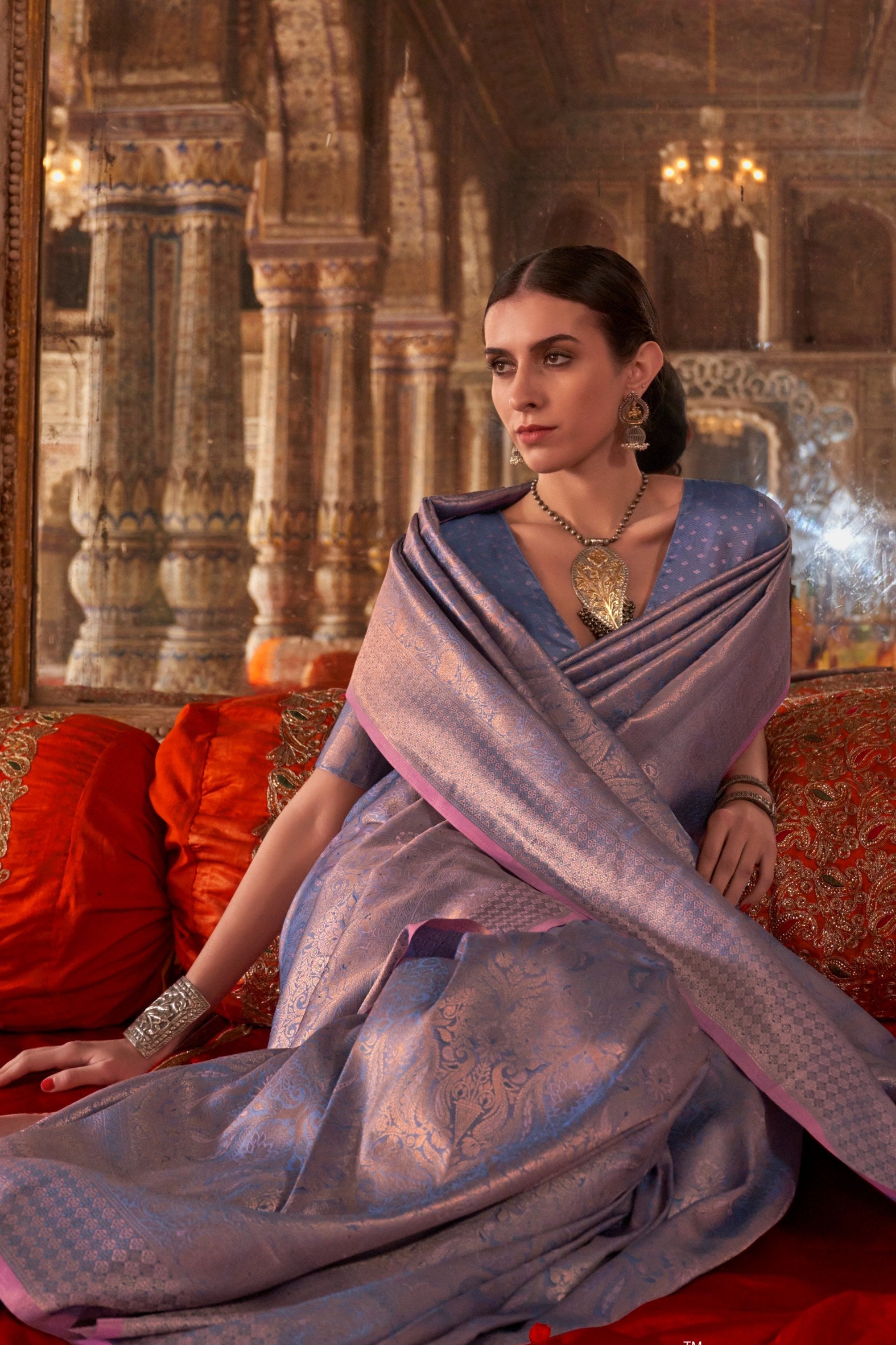 MySilkLove Heather Purple Handloom Kanjivaram Saree