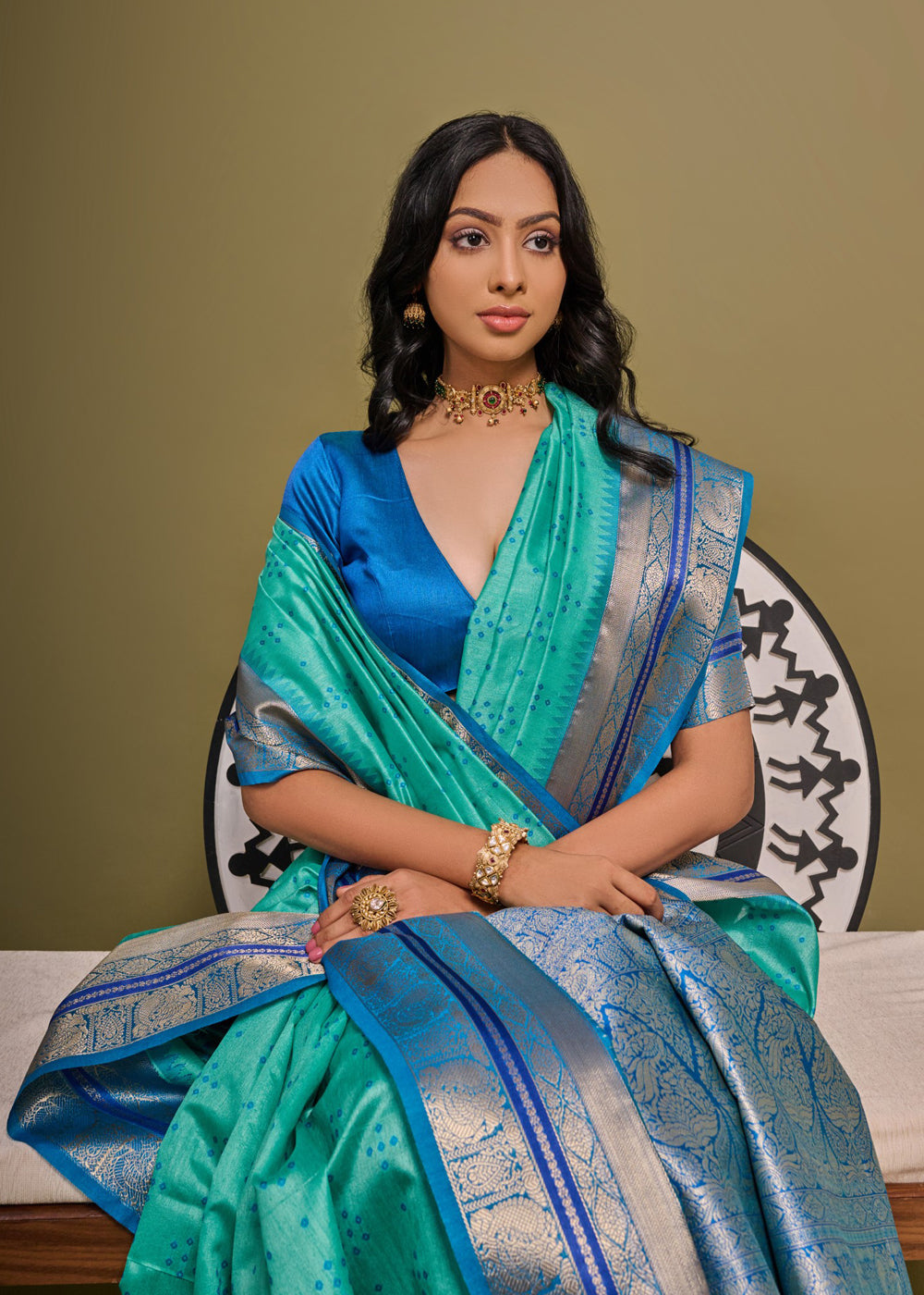 MySilkLove Downy Green Woven Banarasi Soft Silk Saree