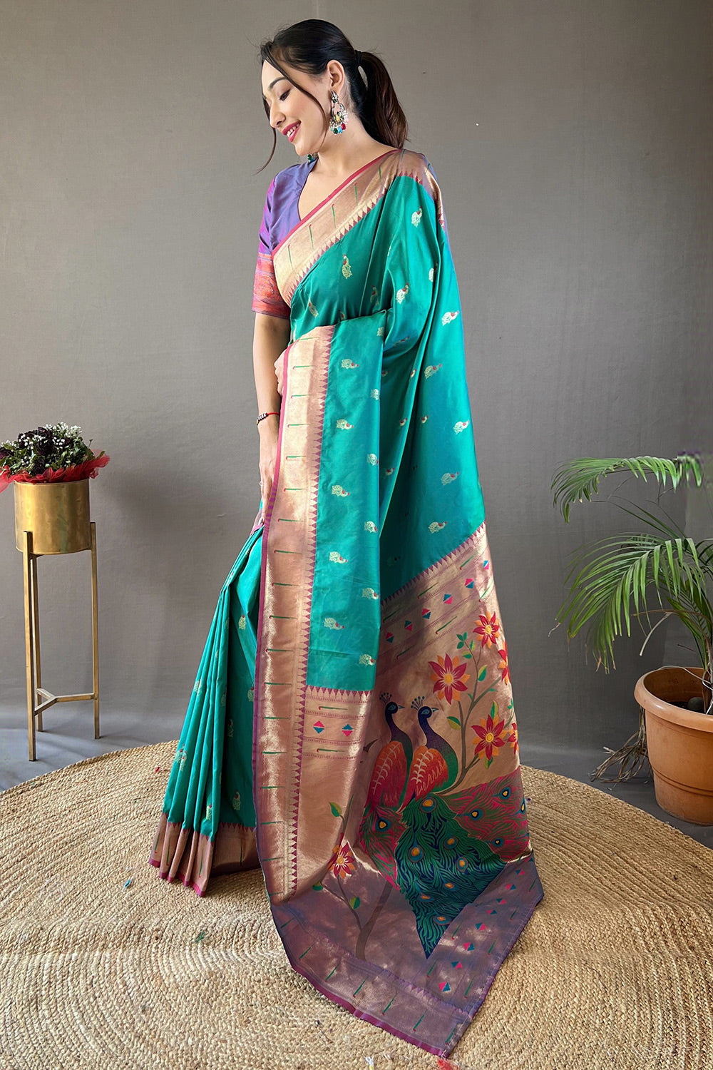 MySilkLove Robin's Egg Blue Zari Woven Paithani Saree