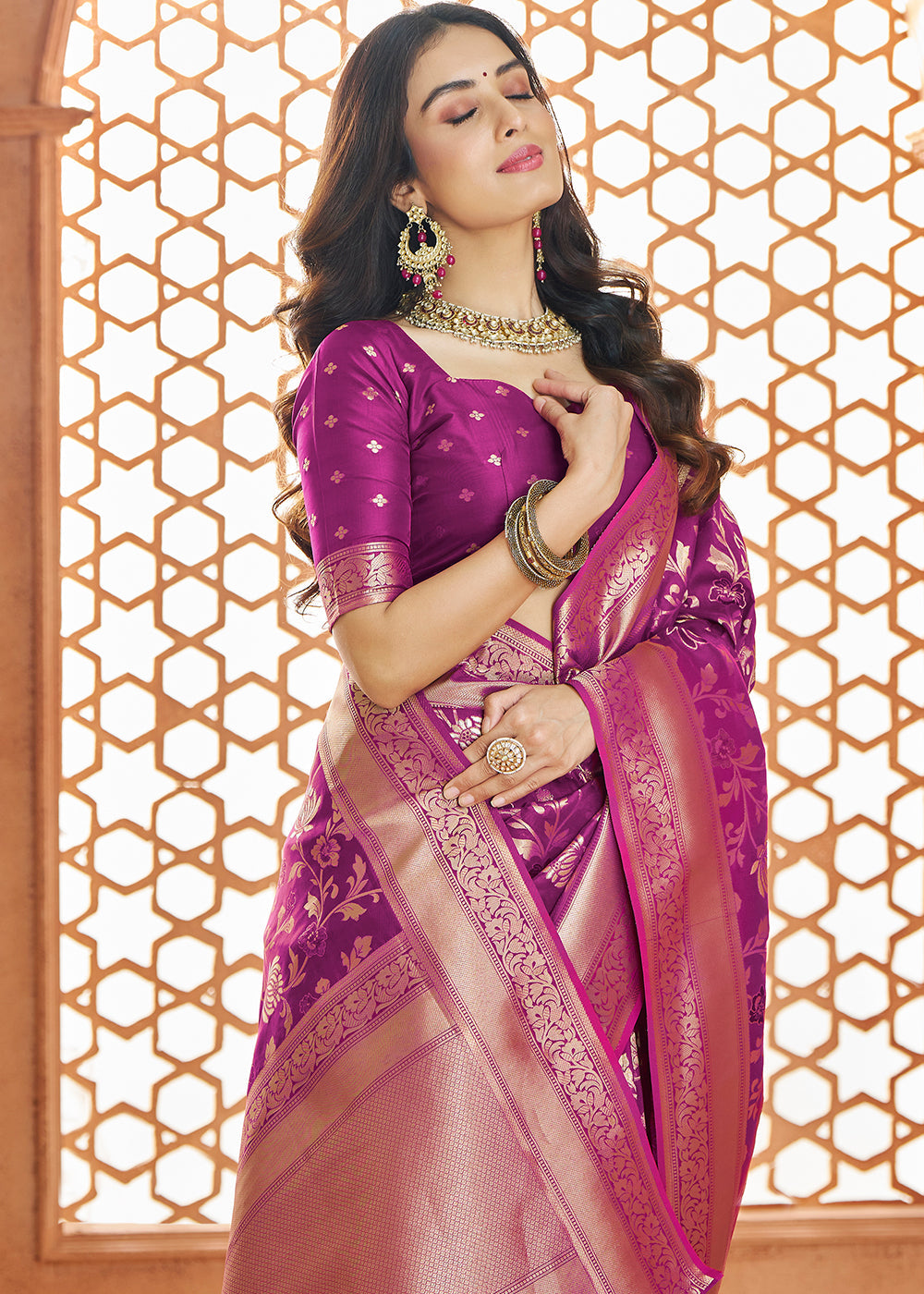 MySilkLove Byzantine Purple Woven Banarasi Saree