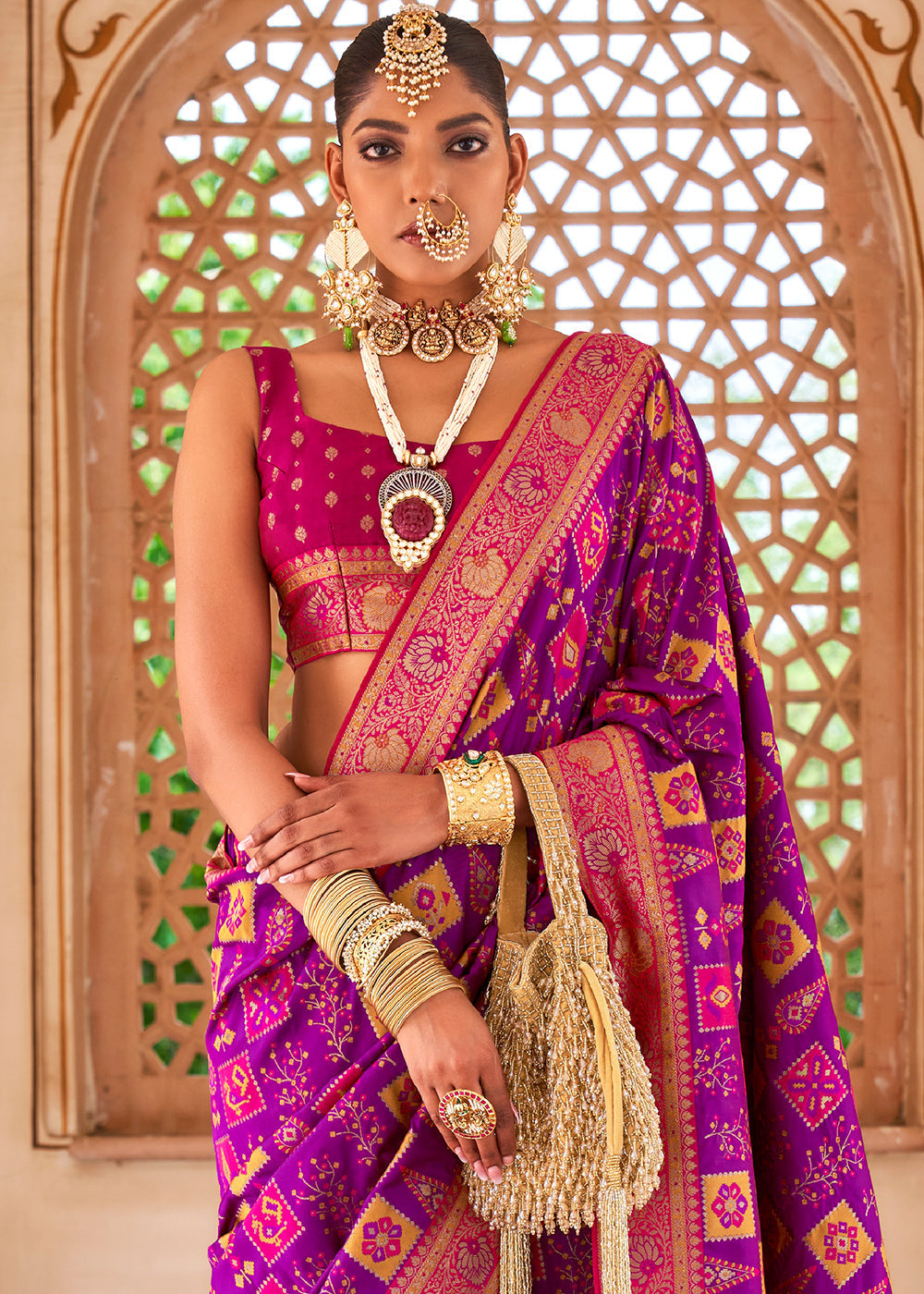 Buy MySilkLove Rose Quartz Purple Woven Banarasi Saree Online