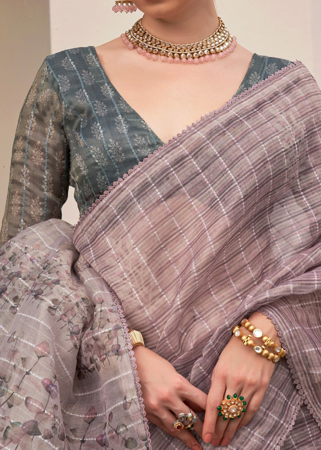 Buy MySilkLove Olde Rose Purple Tissue Silk Saree Online