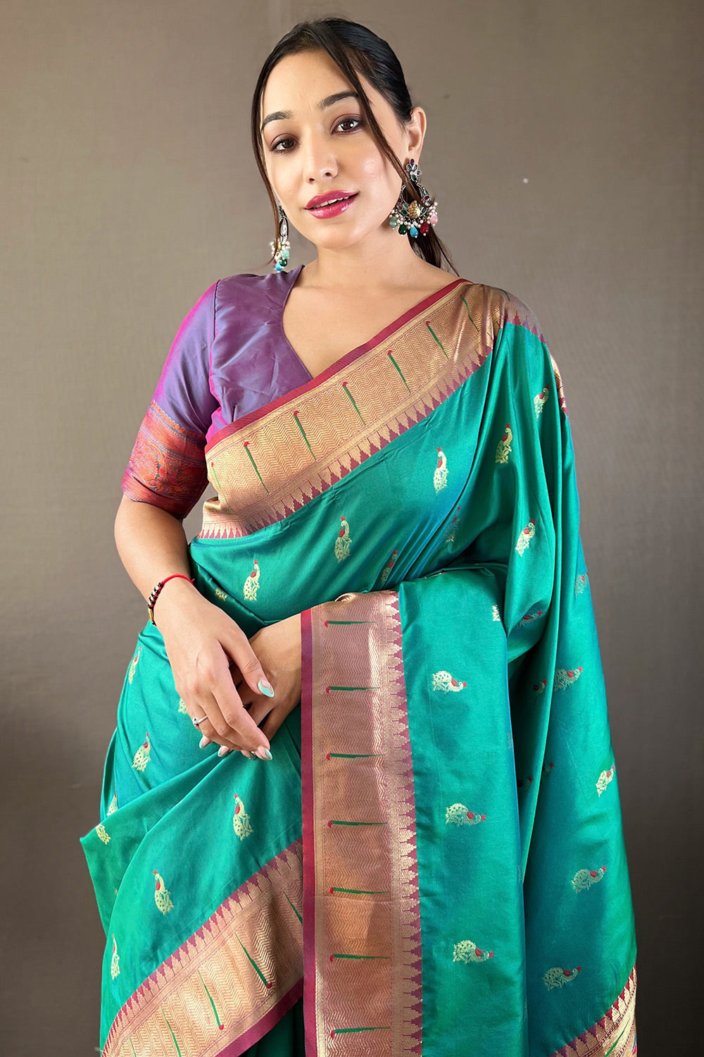 Buy MySilkLove Robin's Egg Blue Zari Woven Paithani Saree Online