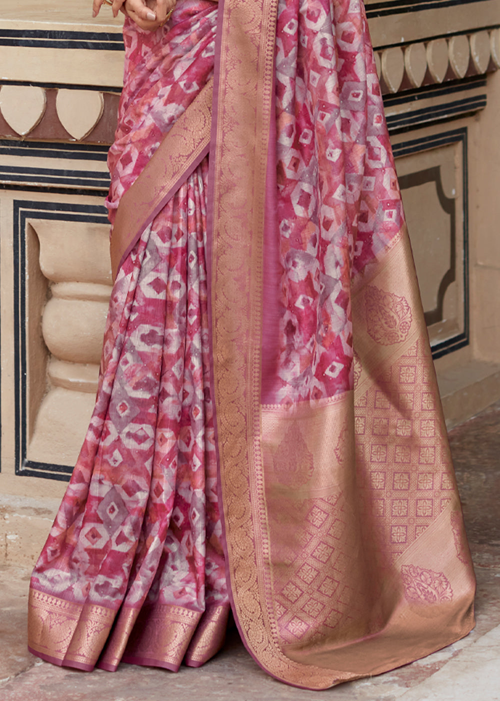 Buy MySilkLove Rose Dust Purple Banarasi Digital Printed Silk Saree Online