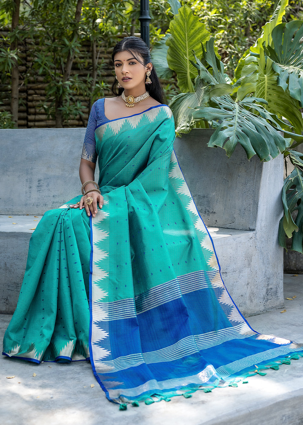 Buy MySilkLove Keppel Blue Zari Woven Banarasi Raw Silk Saree Online