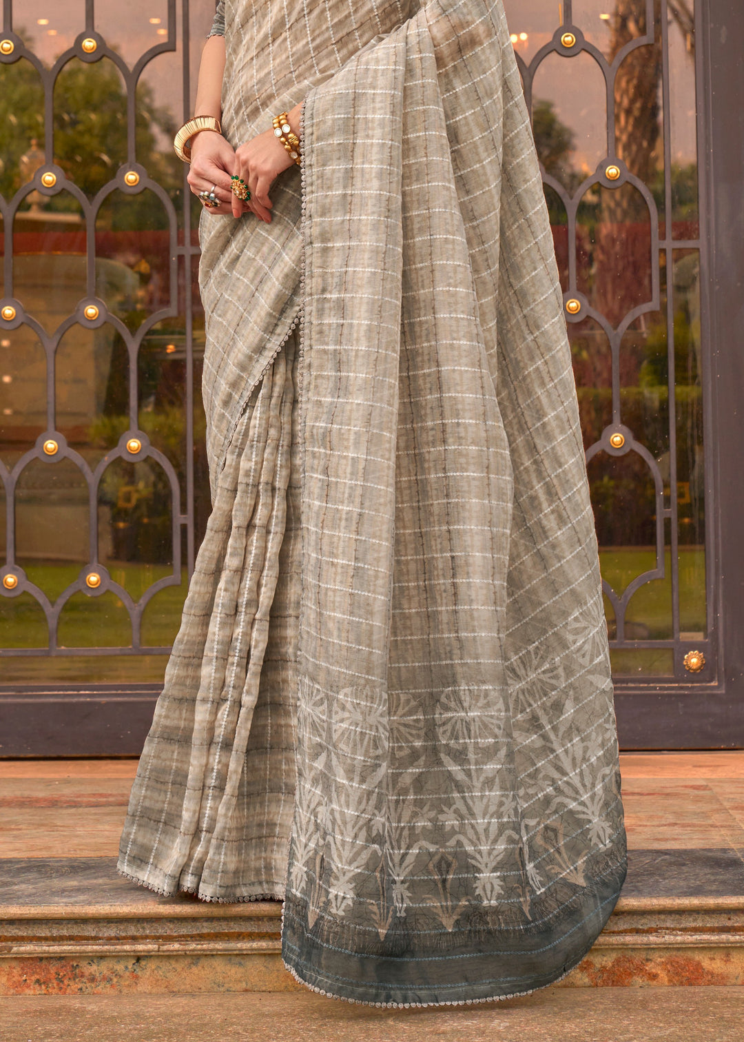 Buy MySilkLove Soft Grey Tissue Silk Saree Online