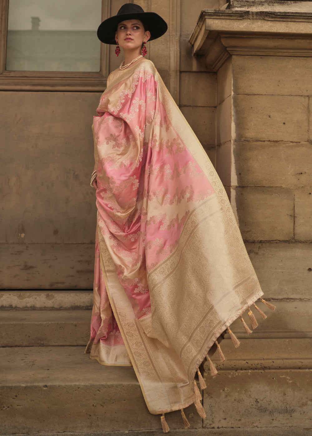 MySilkLove Plum Peach  Banarasi Handloom Rangkat Weaving Saree
