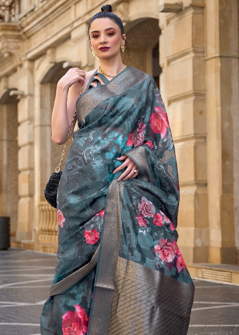 Brasso Saree with blouse in Maroon colour 16023