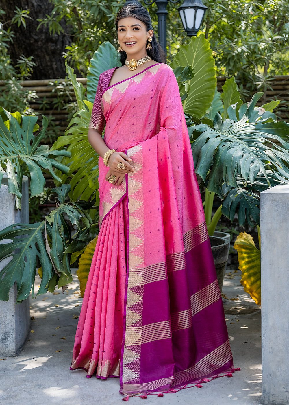 Buy MySilkLove Blush Pink Zari Woven Banarasi Raw Silk Saree Online
