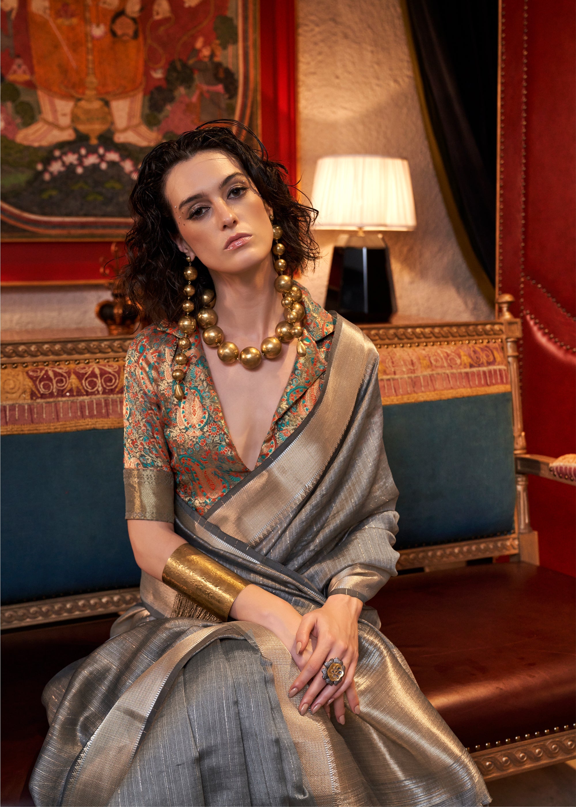 Buy MySilkLove Old Grey Chiffon Silk Saree Online