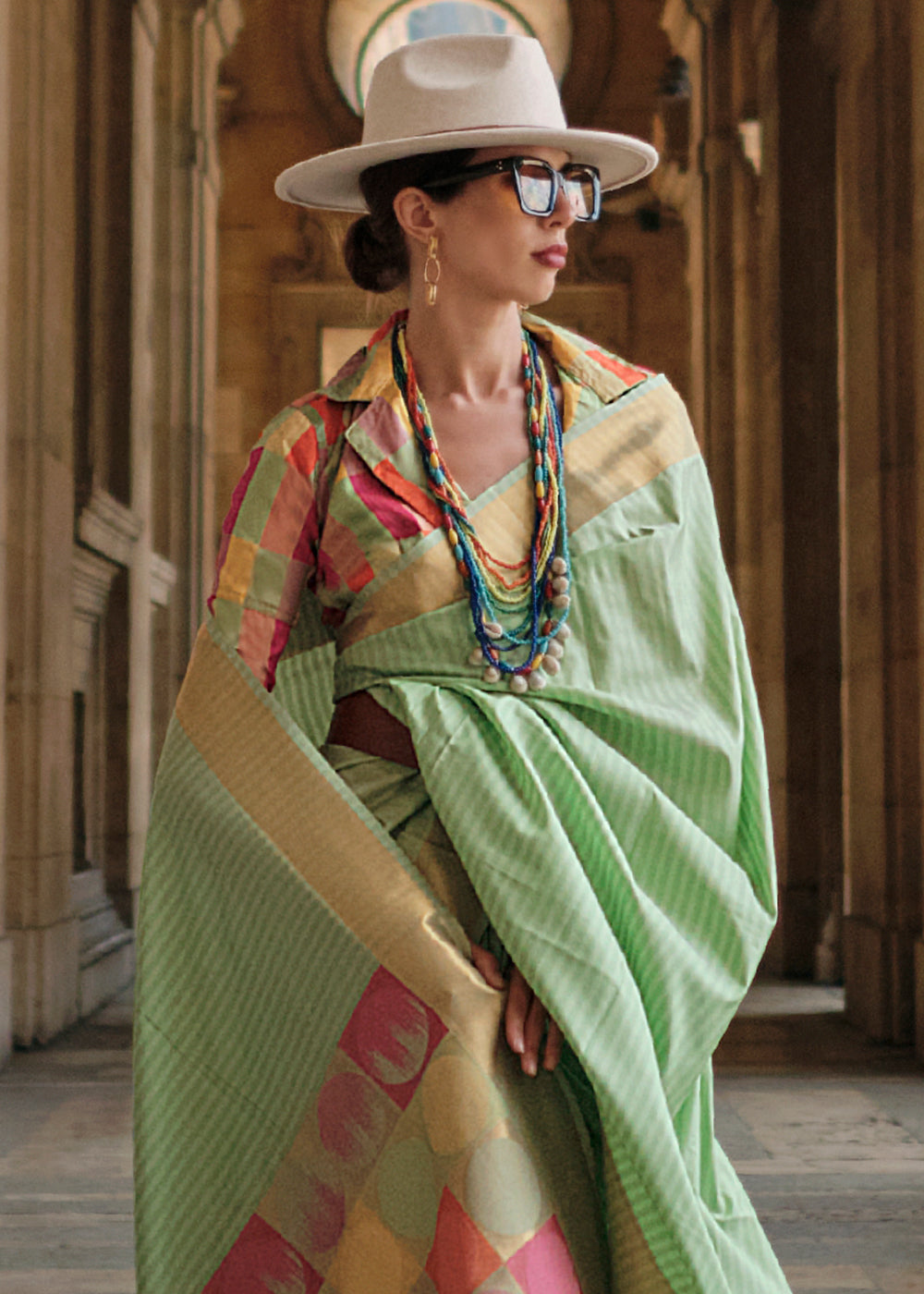 Buy MySilkLove Envy Zinnia Green Banarasi Handloom Saree Online