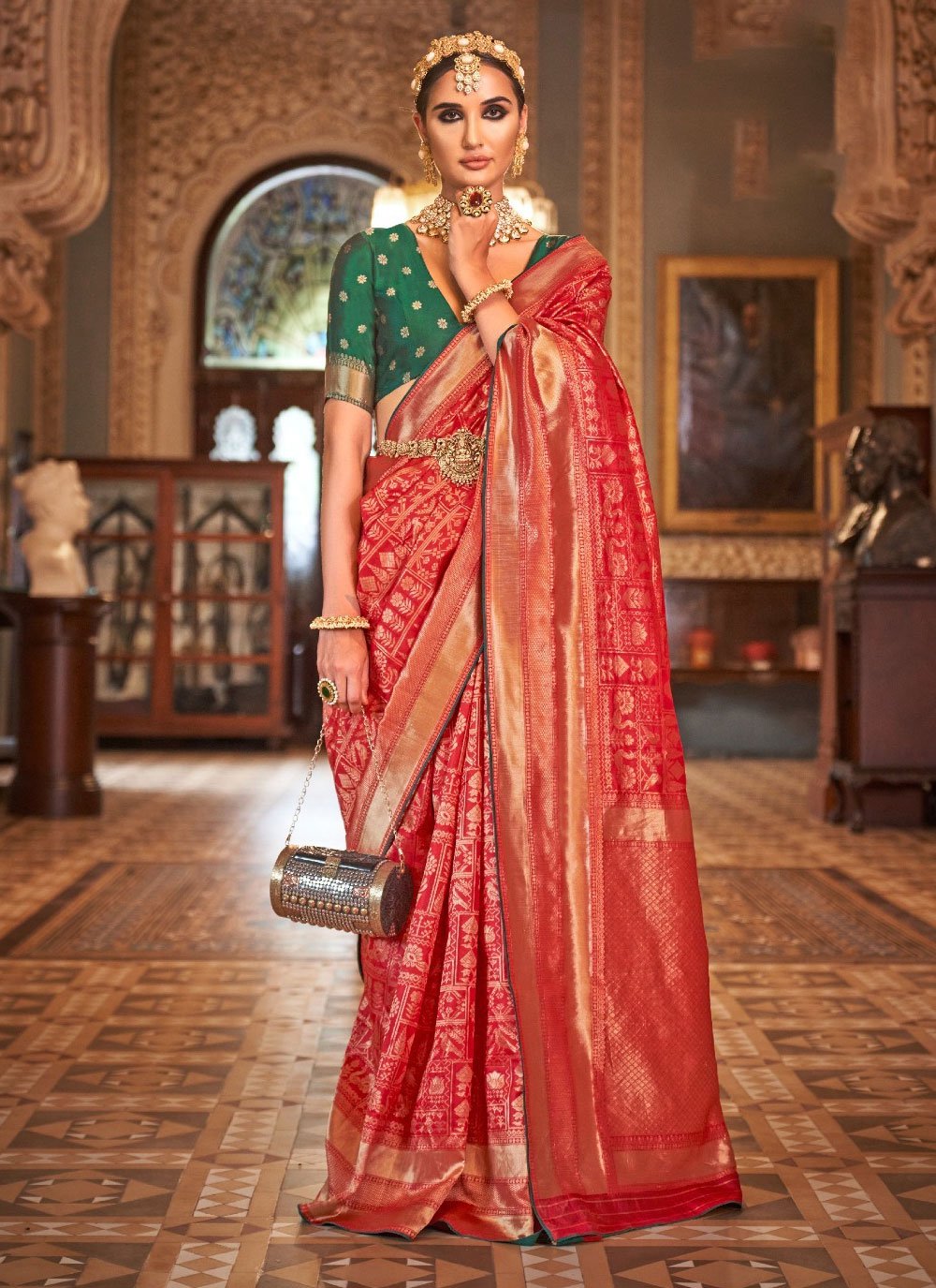 Buy MySilkLove Persian Red Woven Patola Silk Saree Online