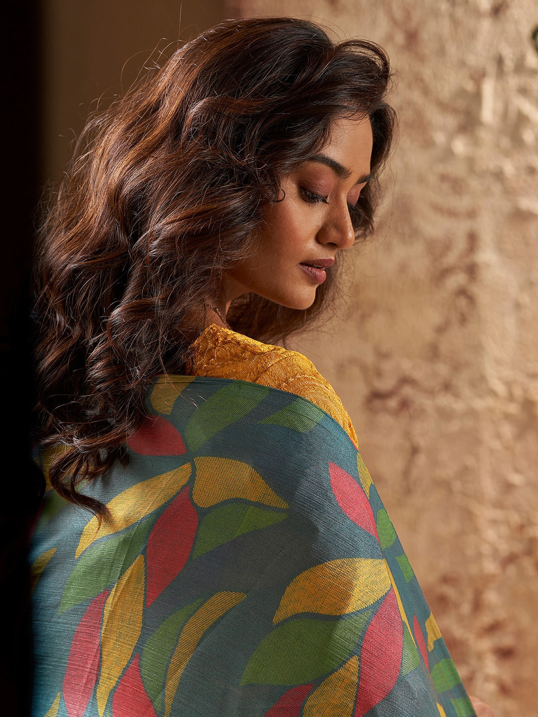 Buy MySilkLove Limed Ash Green Printed Chiffon Saree With Embroidery blouse Online