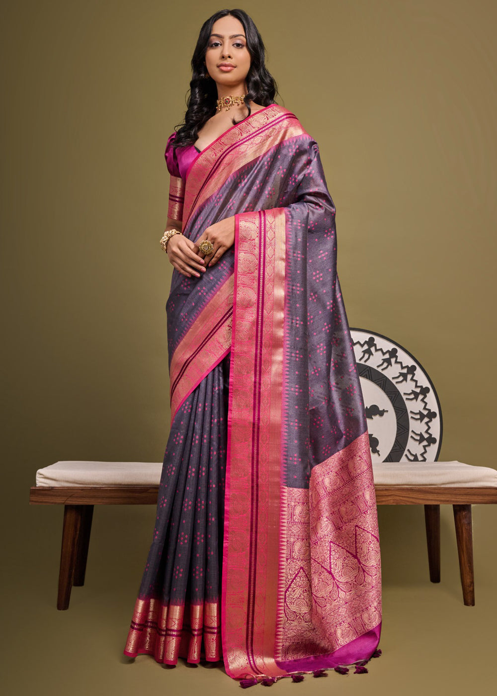 Buy MySilkLove Falcon Purple Woven Banarasi Soft Silk Saree Online