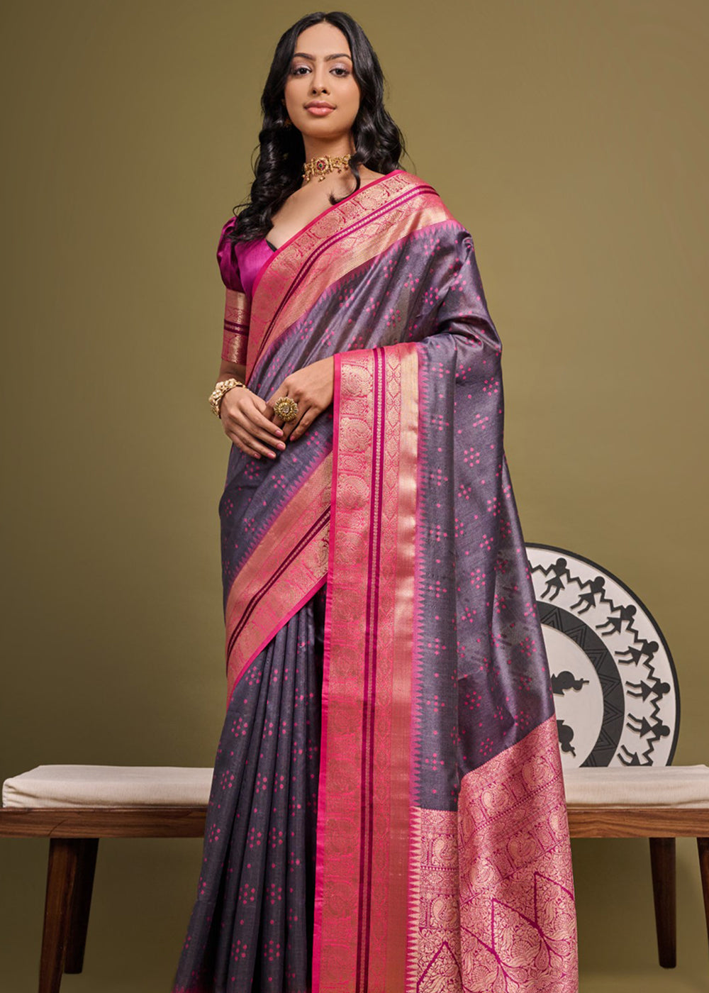 Buy MySilkLove Falcon Purple Woven Banarasi Soft Silk Saree Online