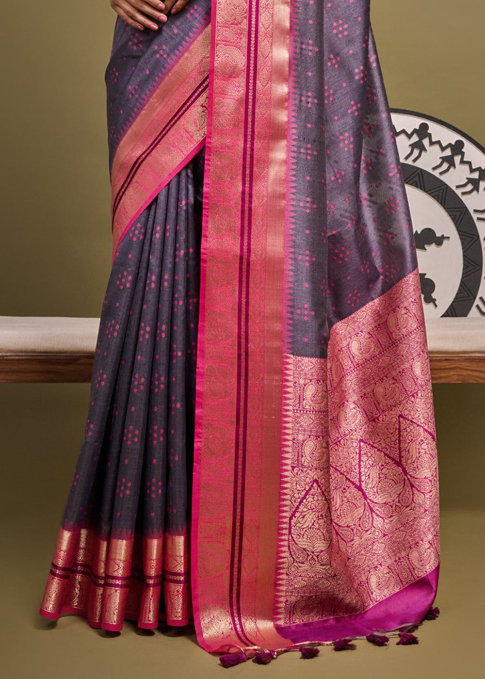 Buy MySilkLove Falcon Purple Woven Banarasi Soft Silk Saree Online