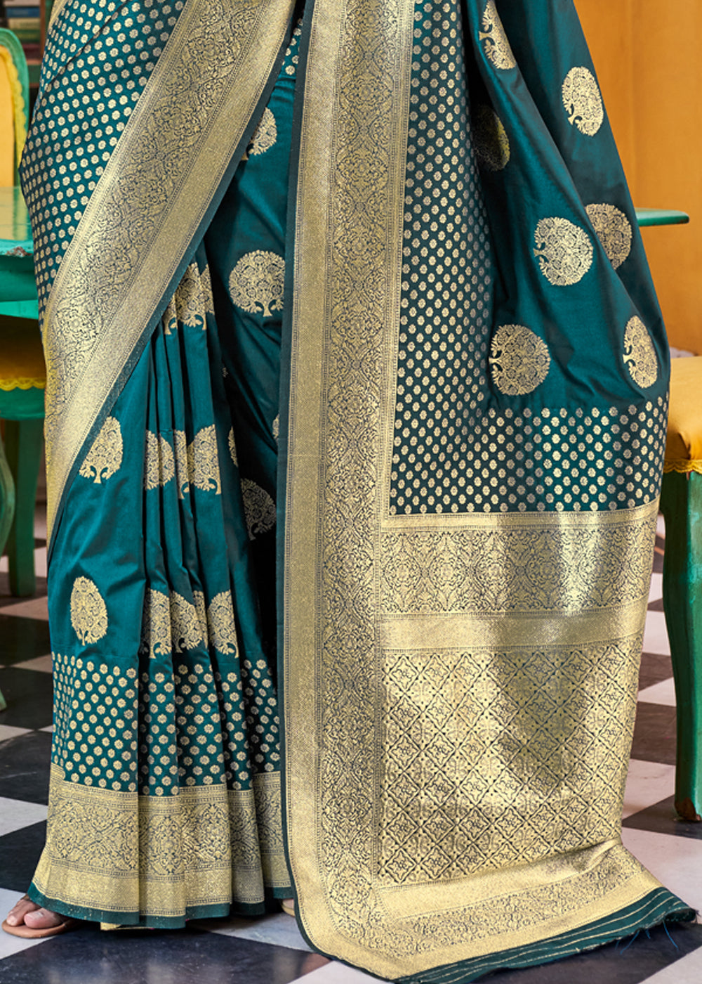 Buy MySilkLove Mosque Blue Zari Woven Banarasi Saree Online