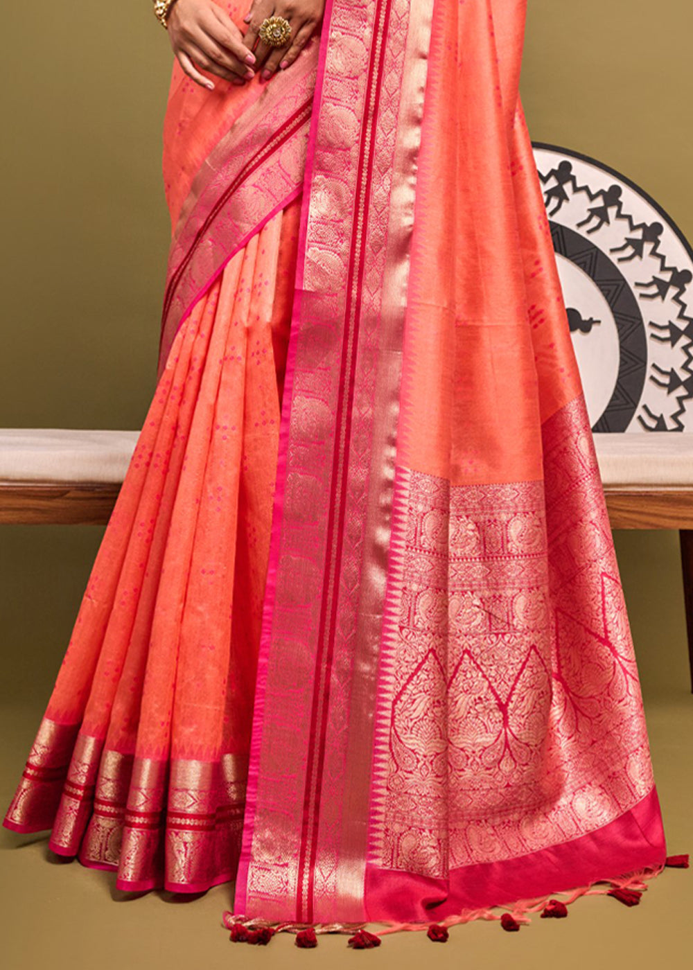 Buy MySilkLove Bittersweet Orange Woven Banarasi Soft Silk Saree Online