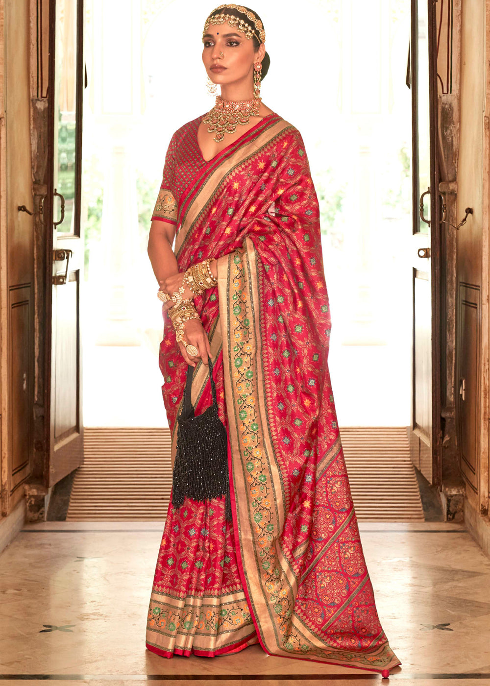 Buy MySilkLove Dark Tulip Pink Printed Soft Silk Saree Online