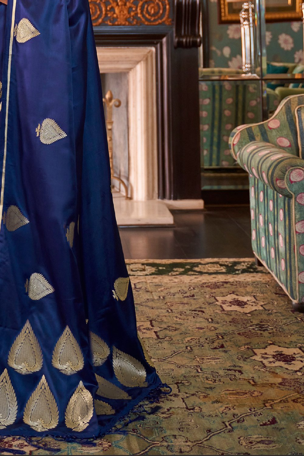 Buy MySilkLove Rhino Blue Woven Banarasi Saree Online